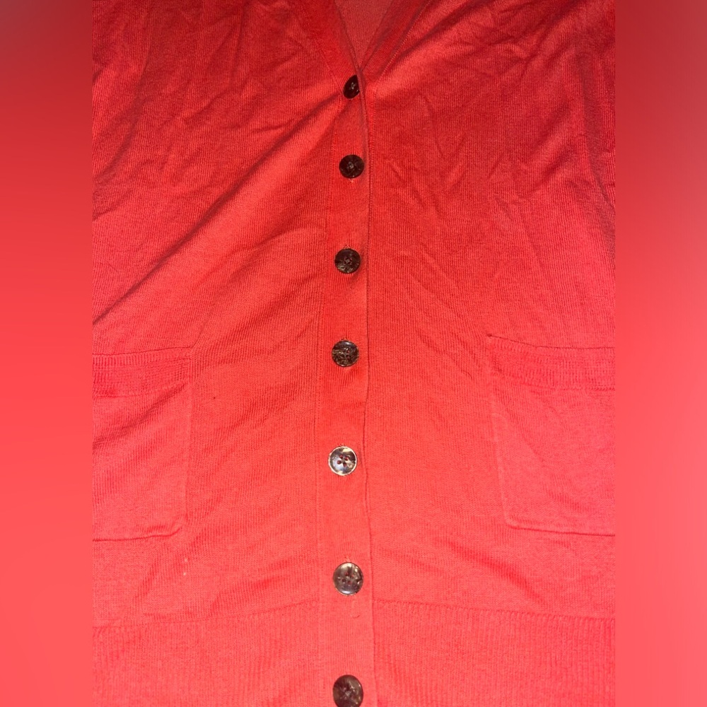 CYNTHIA by Cynthia Rowley Women’s Red-Orange Half-Sleeve Cardigan Size Small - Picture 4 of 5